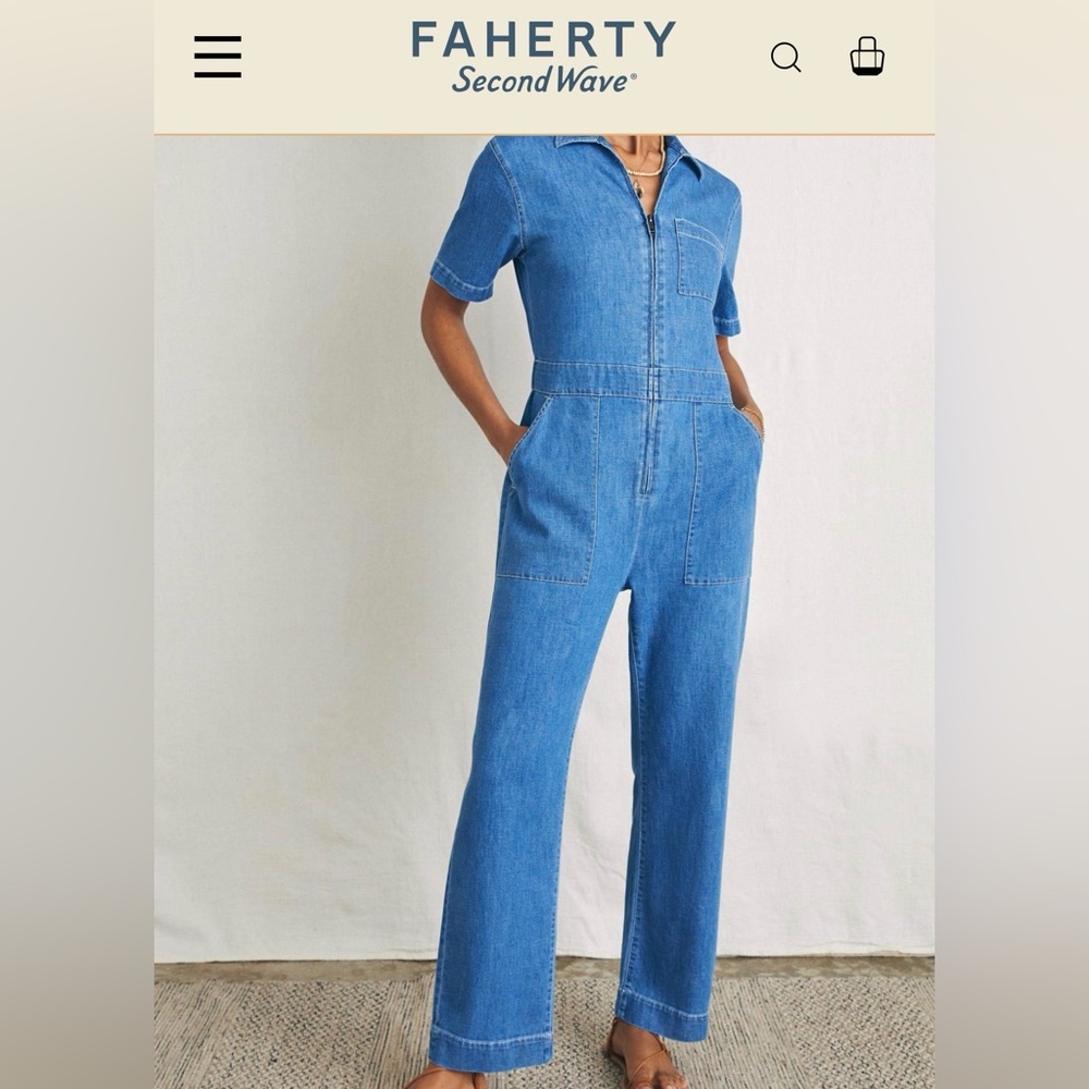Like New Faherty Linen Denim Jumpsuit size 8